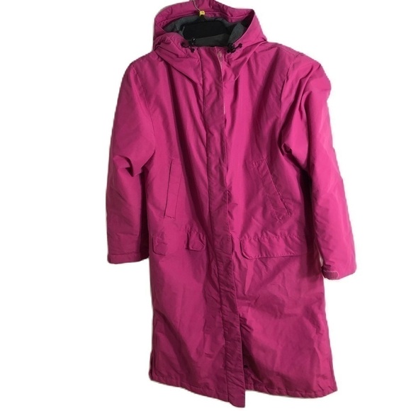 Lands End Magenta Purple Parka Jacket Coat Small Women’s Long Zipper Button - Picture 1 of 13
